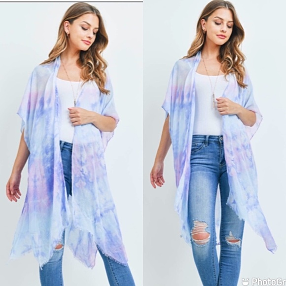 Other - Bohemian Tie Dye Swim Cover Up Kimono One Size